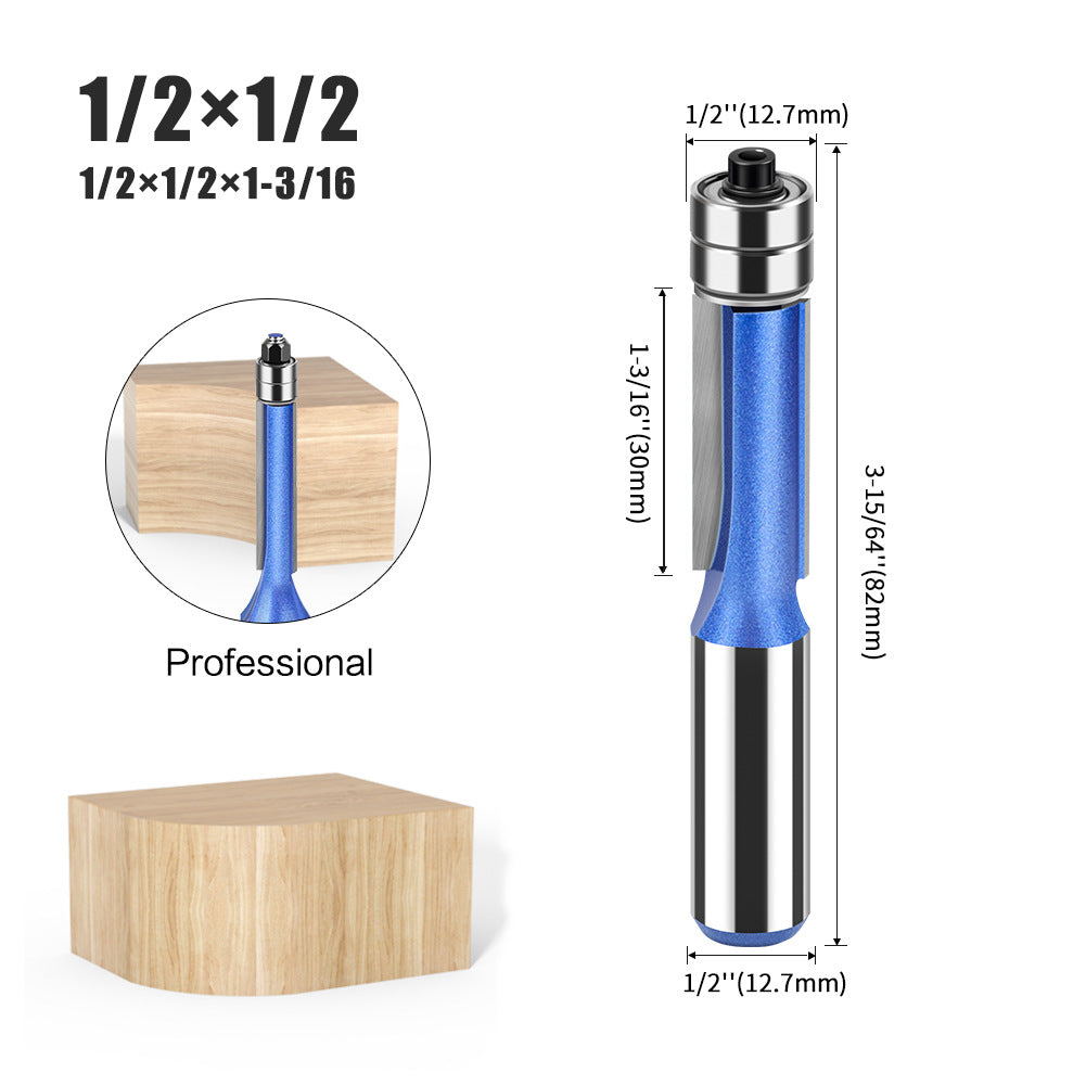 Professional grade head double bearing trimming knife 1/2 handle 12 handle trimming machine knife head woodworking side milling cutter trimming knife