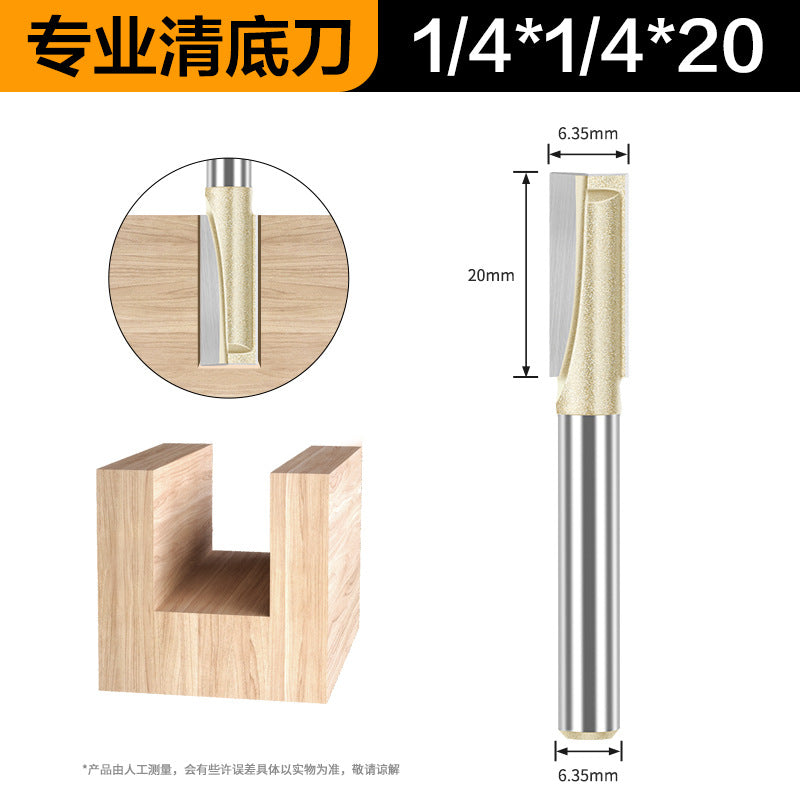 Professional grade bottom cleaning knife 1/4 handle 1/2 handle slotting knife flat bottom knife trimming machine engraving machine milling cutter complete specifications