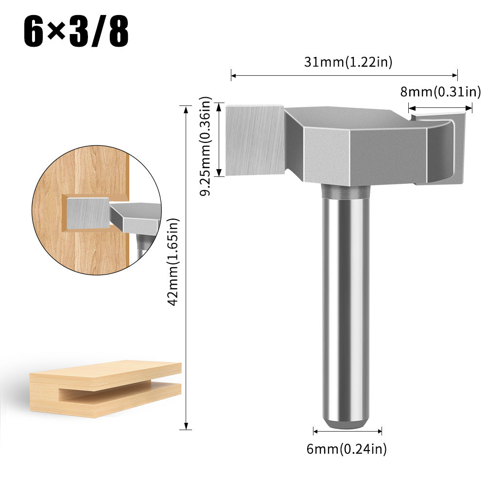 6 handle 12 handle T-shaped knife Slotted knife Alloy slotting cutter head Woodworking milling cutter Tungsten steel cutter head Woodworking slotting knife