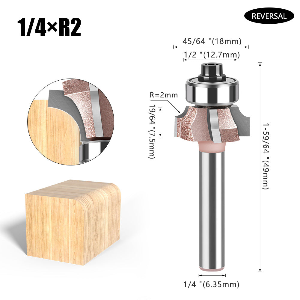 1/4 shank four-blade positive and reverse edge banding knife rounded corner knife arc trimming knife woodworking chamfering knife