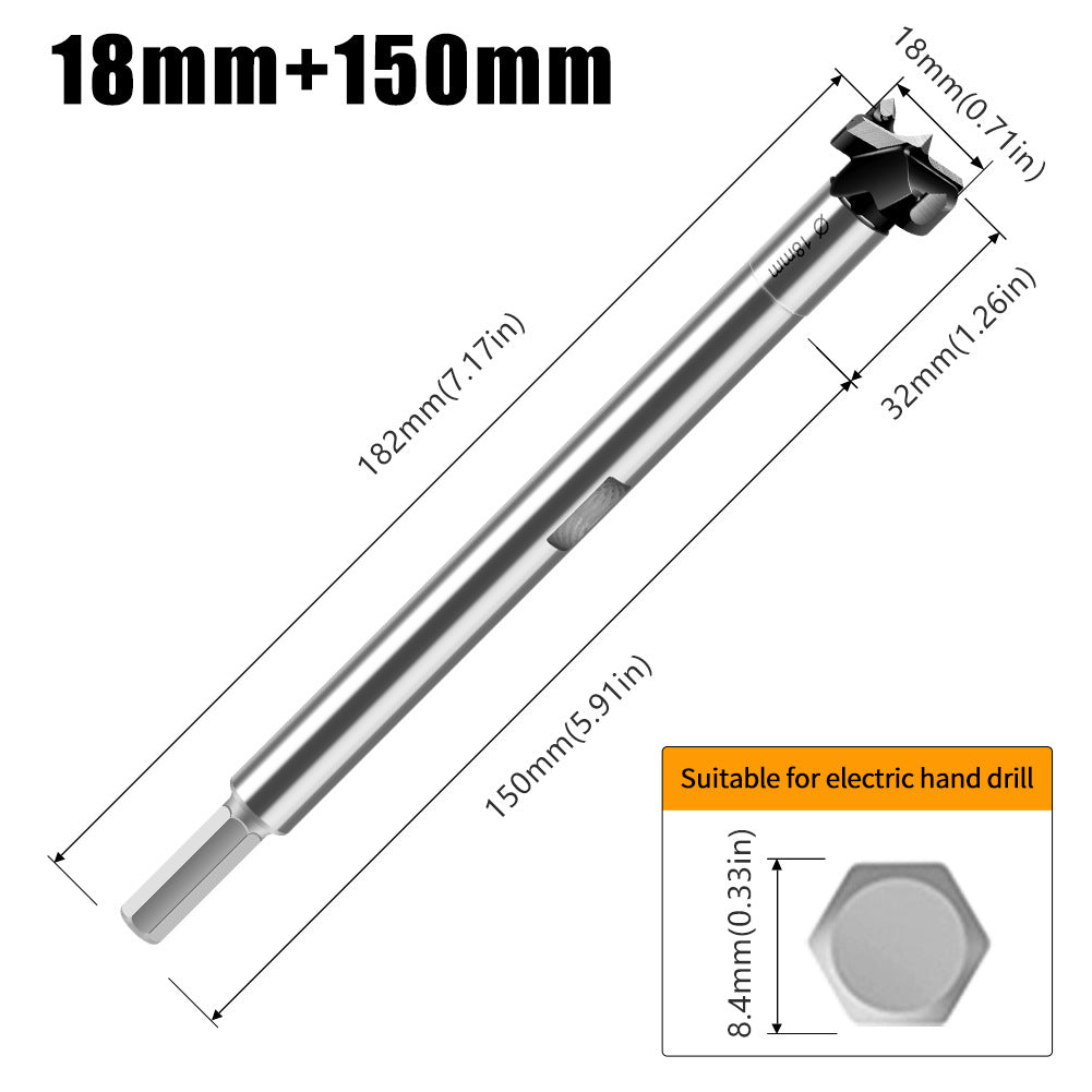 Multifunctional extended woodworking hole opener, external thread flat wing drill, extended limit wooden board hand drill, reaming drill bit