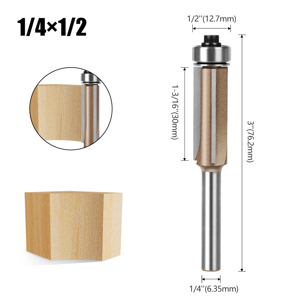 Professional grade three-blade bearing trimming knife 6.35 handle, professional grade woodworking milling cutter inch alloy trimming knife