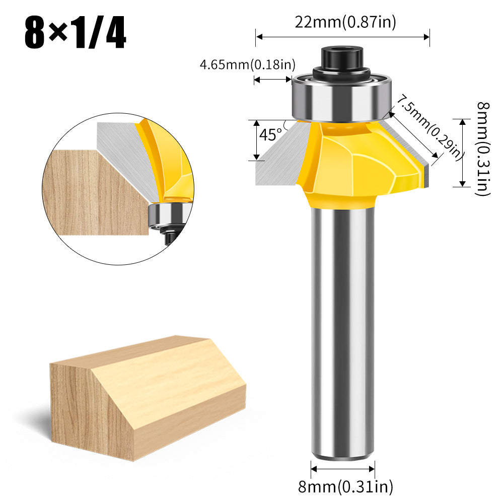 8 handle 45 degree bevel knife woodworking milling cutter trimming machine engraving machine cutter head 45 degree chamfering knife chamfering cutter head