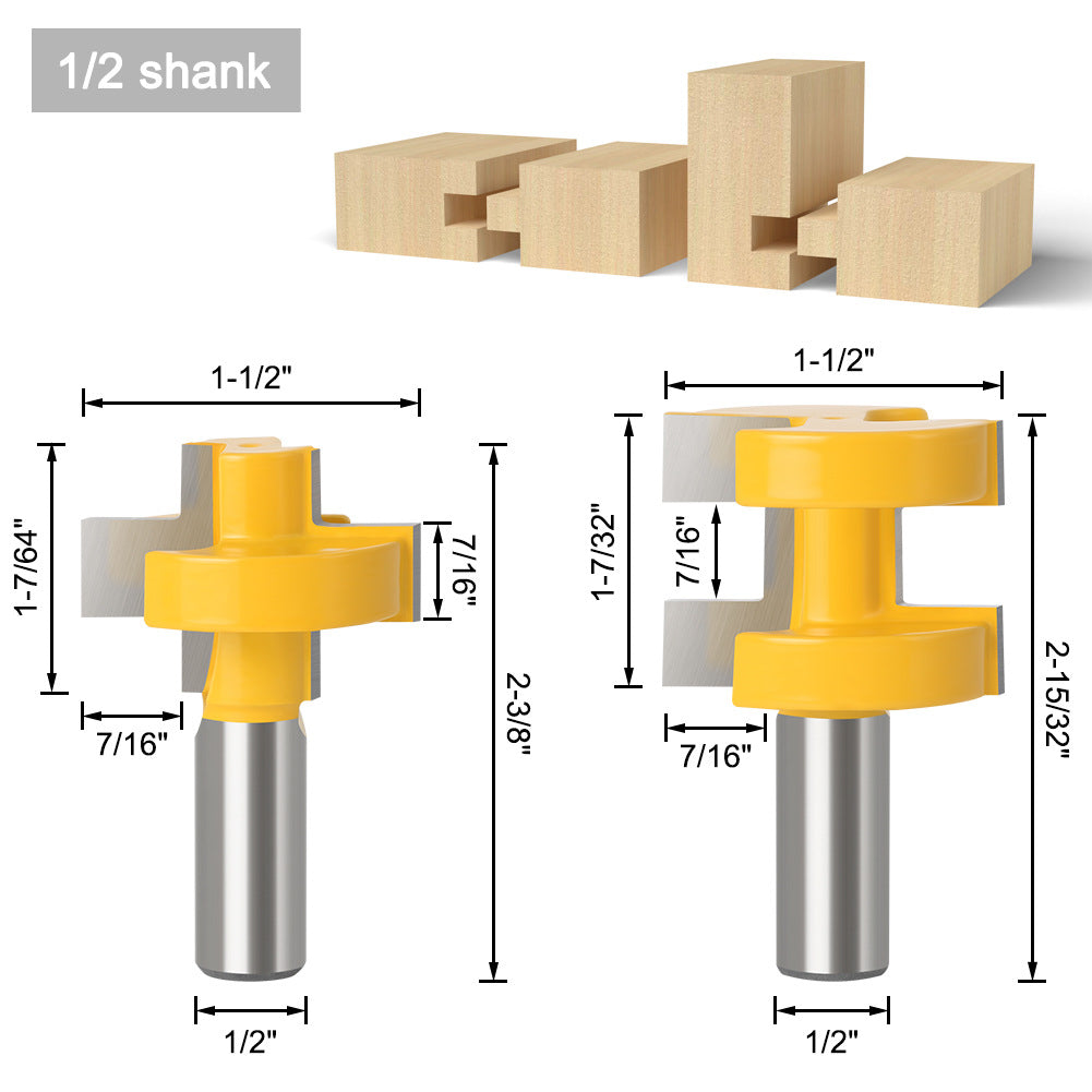 1/2 handle 12 handle generous tooth tenon cutter woodworking milling cutter tenon cutter 8 handle square tooth tenon cutter floor cutter board cutter