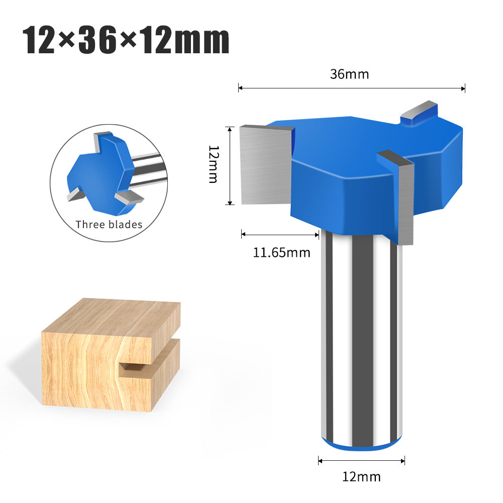 Three-blade T-knife Tungsten steel milling cutter Slotting cutter Bottom cleaning cutter Three-tooth T-cutter Slotting cutter Large diameter trimming machine industry
