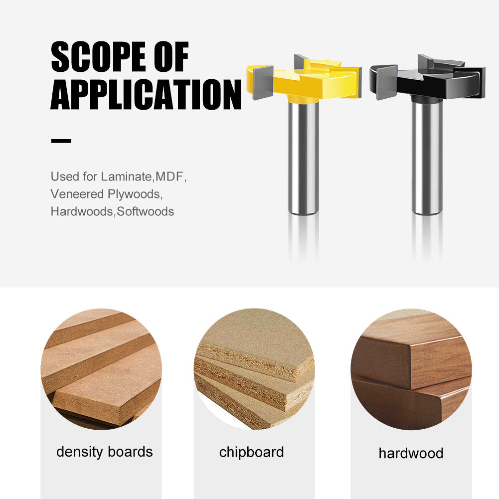 Three-blade T-slotting cutter T-type mortise and tenon cutter engraving machine trimming machine cutter head, woodworking milling cutter alloy notch cutter