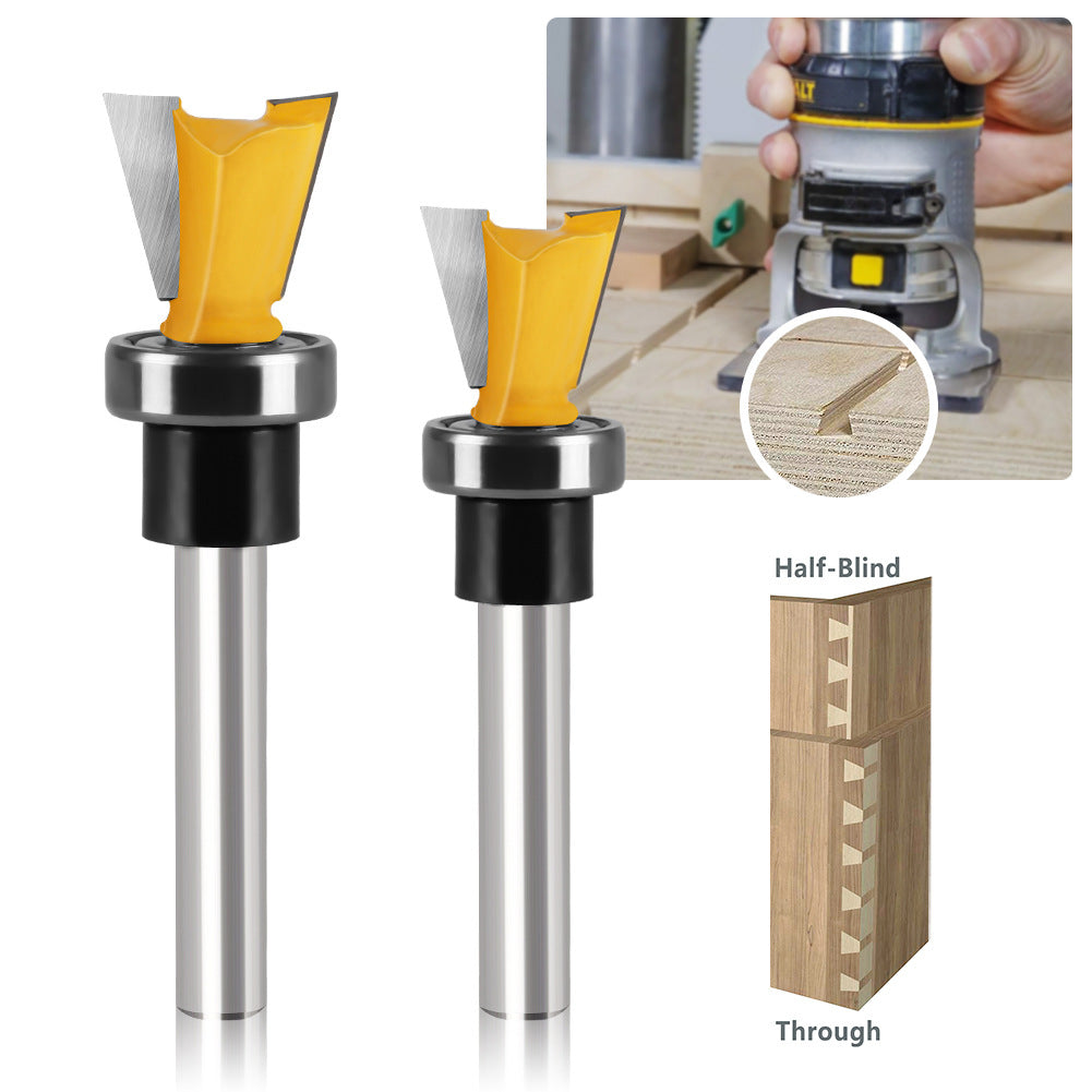 Bearing imitation dovetail knife slotting trimming machine head mouth < unk > knife 1/4 handle tenon knife engraving machine woodworking milling cutter