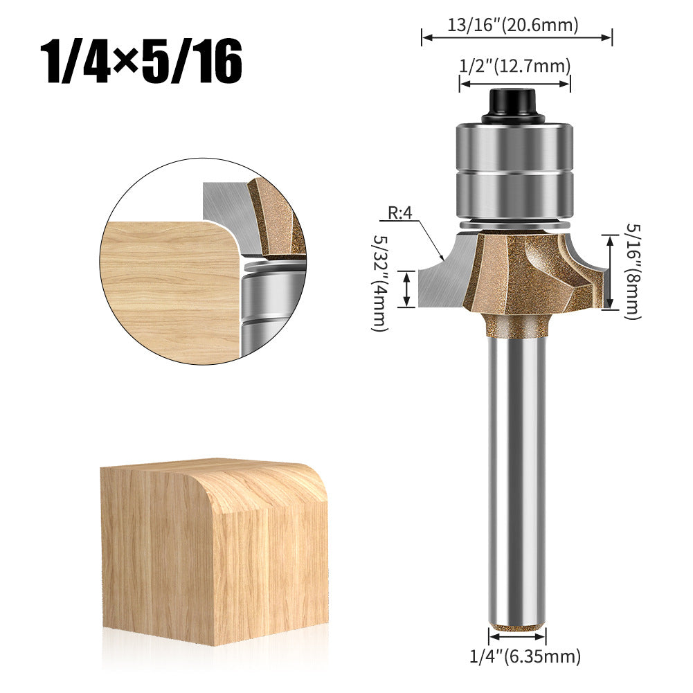 Professional grade double bearing fillet cutter tungsten steel alloy woodworking milling cutter R chamfering trimmer slotting engraving cutter