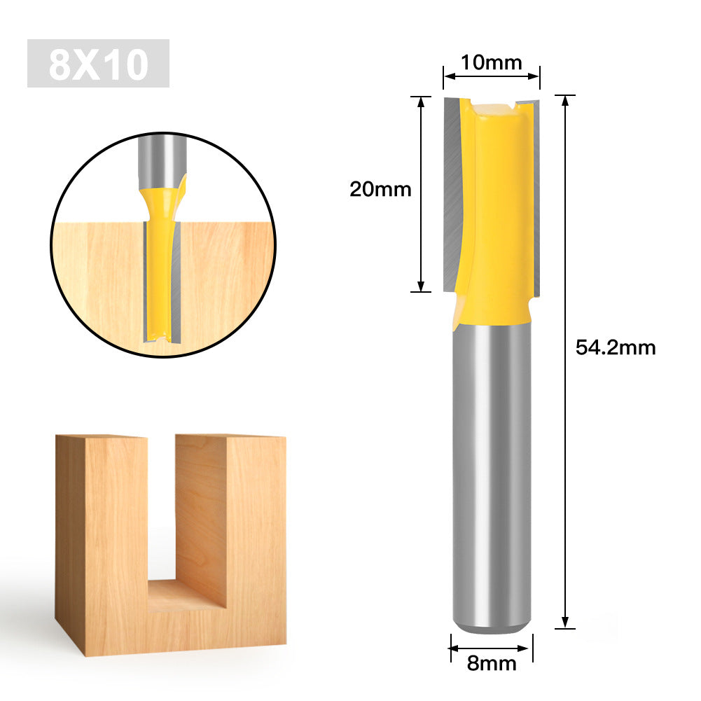 5-Piece set of 8 handle slotted straight knife woodworking double blade straight knife engraving woodworking milling cutter trimming machine cutter head 8 handle cutter head