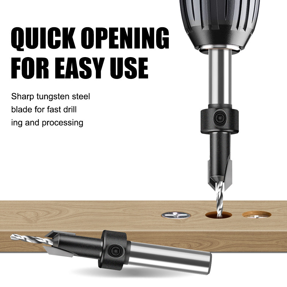 Woodworking countersink drill cone hole opener hole drill alloy head screw ladder drill wood self-tapping screw installation ladder
