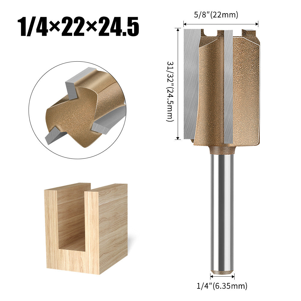 Professional grade three-blade straight knife woodworking special milling cutter head slotting knife woodworking knife trimming grooving knife 1/4 handle 1/2 handle