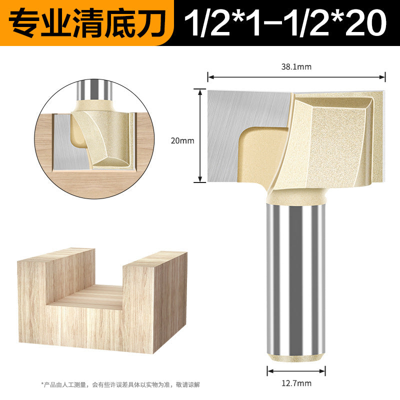 Professional grade bottom cleaning knife 1/4 handle 1/2 handle slotting knife flat bottom knife trimming machine engraving machine milling cutter complete specifications