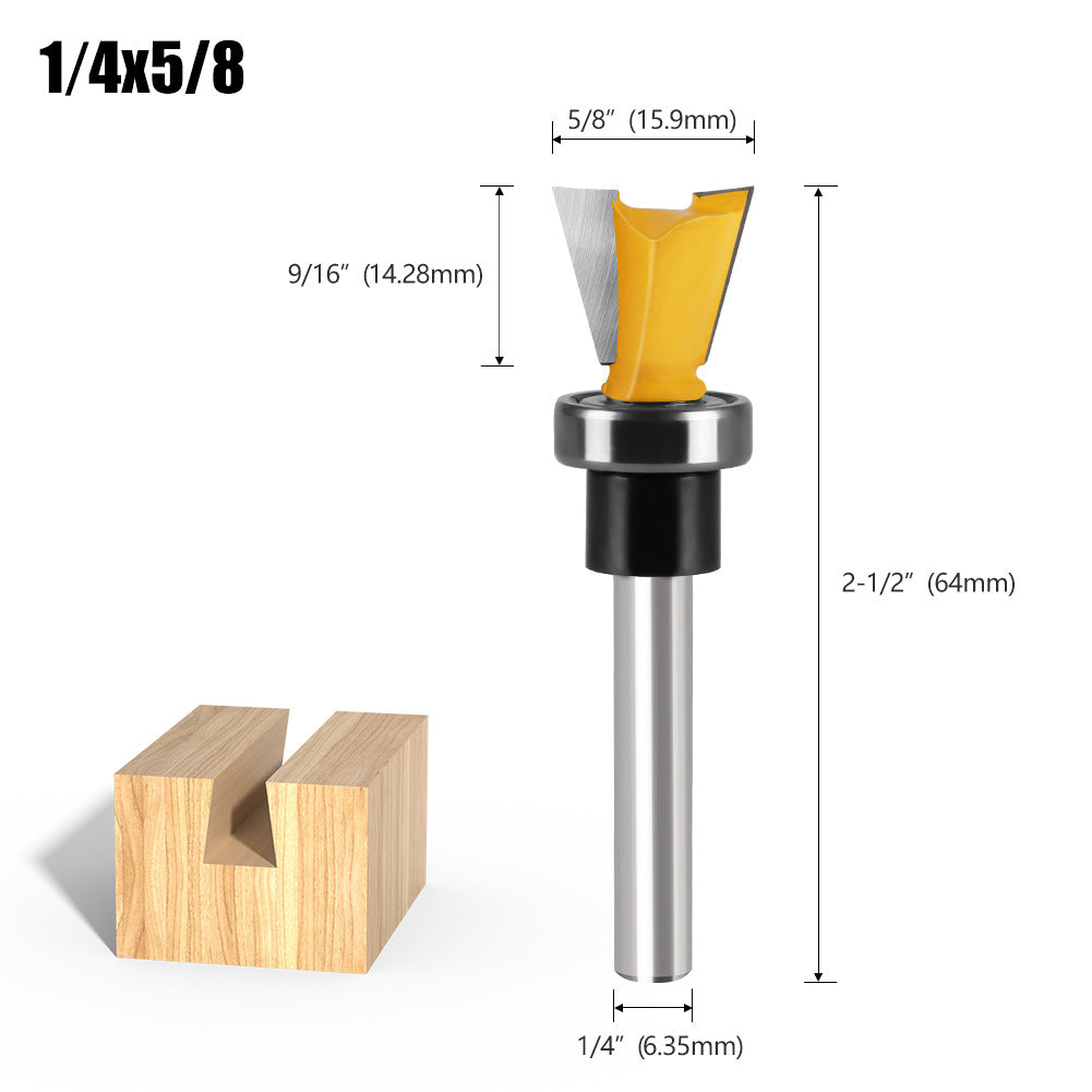 Bearing imitation dovetail knife slotting trimming machine head mouth < unk > knife 1/4 handle tenon knife engraving machine woodworking milling cutter