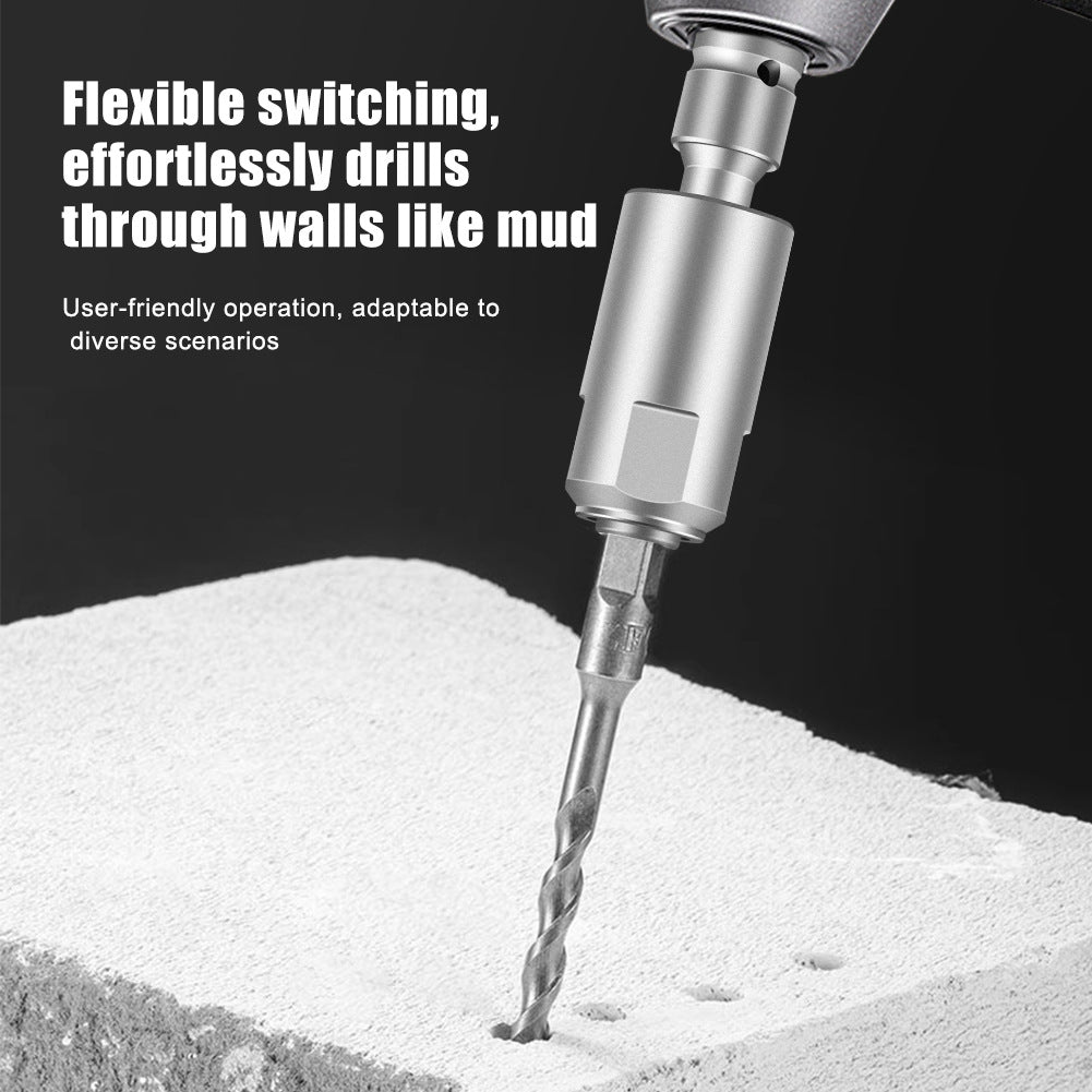 Upgraded version of electric wrench, square handle, four pits, electric hammer head, round handle, two pits and two slots, variable impact drill bit conversion head