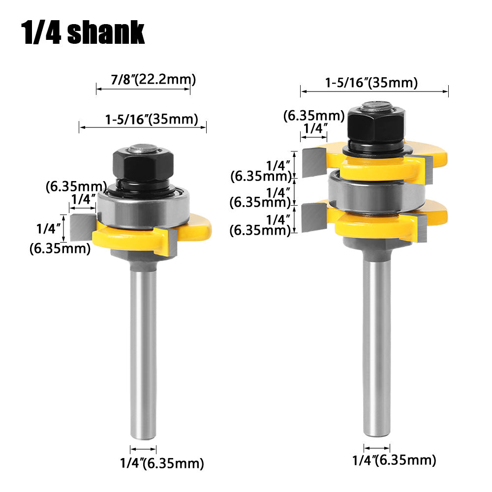 3-Tooth T-shaped tenon cutter Square tooth tenon cutter, floor cutter, puzzle cutter, woodworking milling cutter, carving cutter 6 handles 8 handles