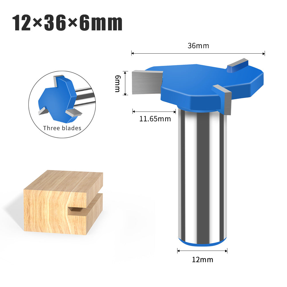 Three-blade T-knife Tungsten steel milling cutter Slotting cutter Bottom cleaning cutter Three-tooth T-cutter Slotting cutter Large diameter trimming machine industry