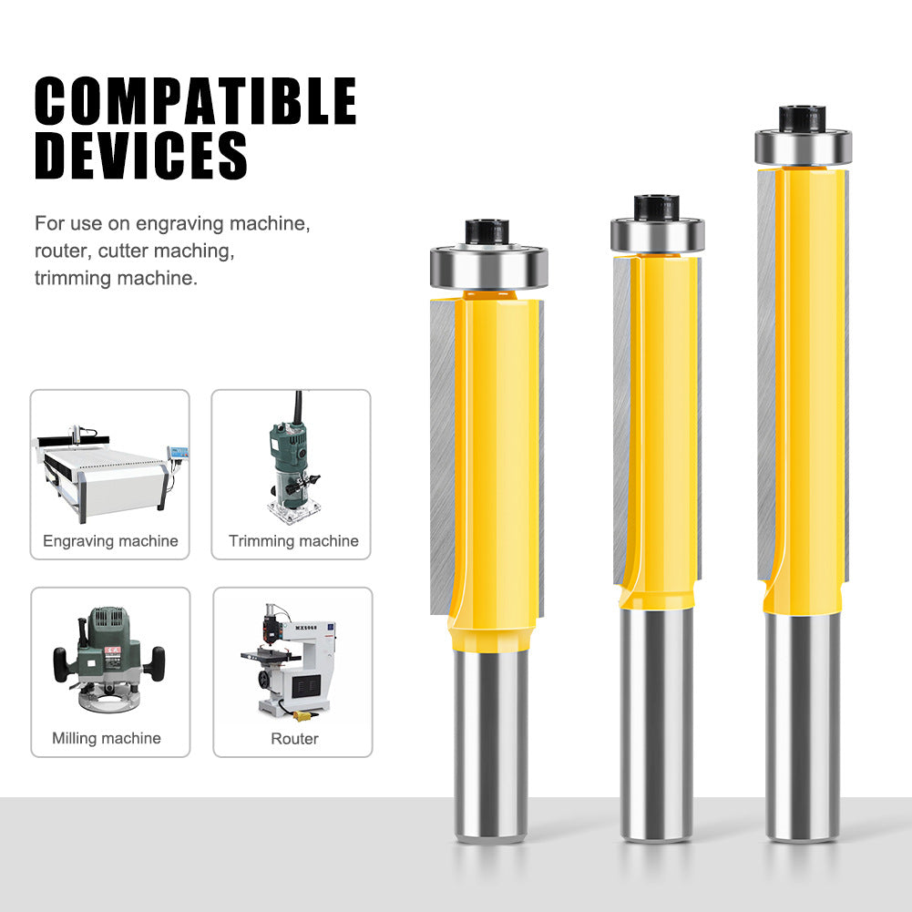 12 handle extended trimming knife with bearing trimming knife double edge straight knife woodworking milling cutter tool trimming machine head