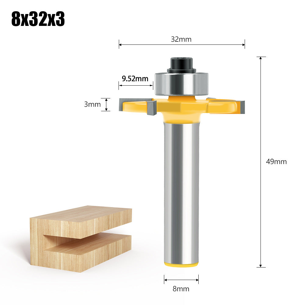 4-Edge ball T-knife 8 handle woodworking milling cutter slotting cutter notch cutter alloy cutter head trimming machine cutter head