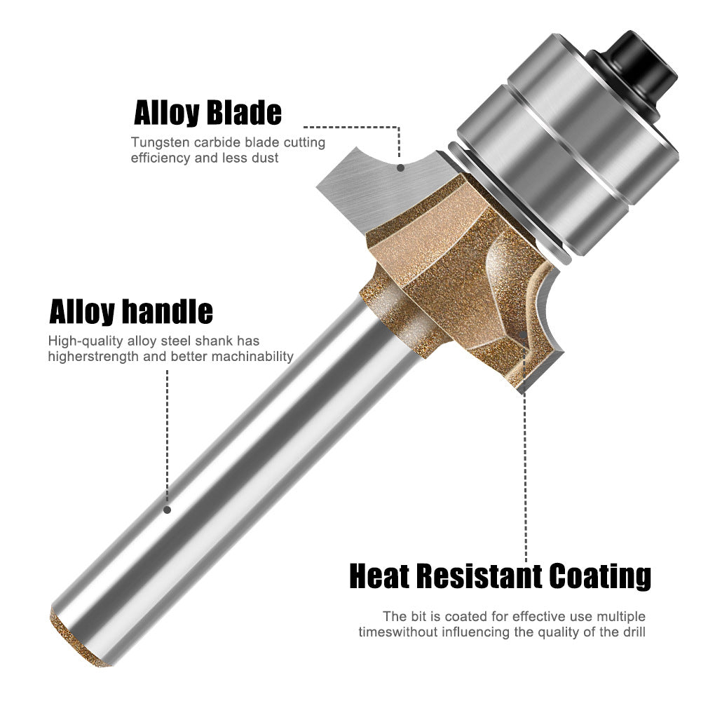 Professional grade double bearing fillet cutter tungsten steel alloy woodworking milling cutter R chamfering trimmer slotting engraving cutter