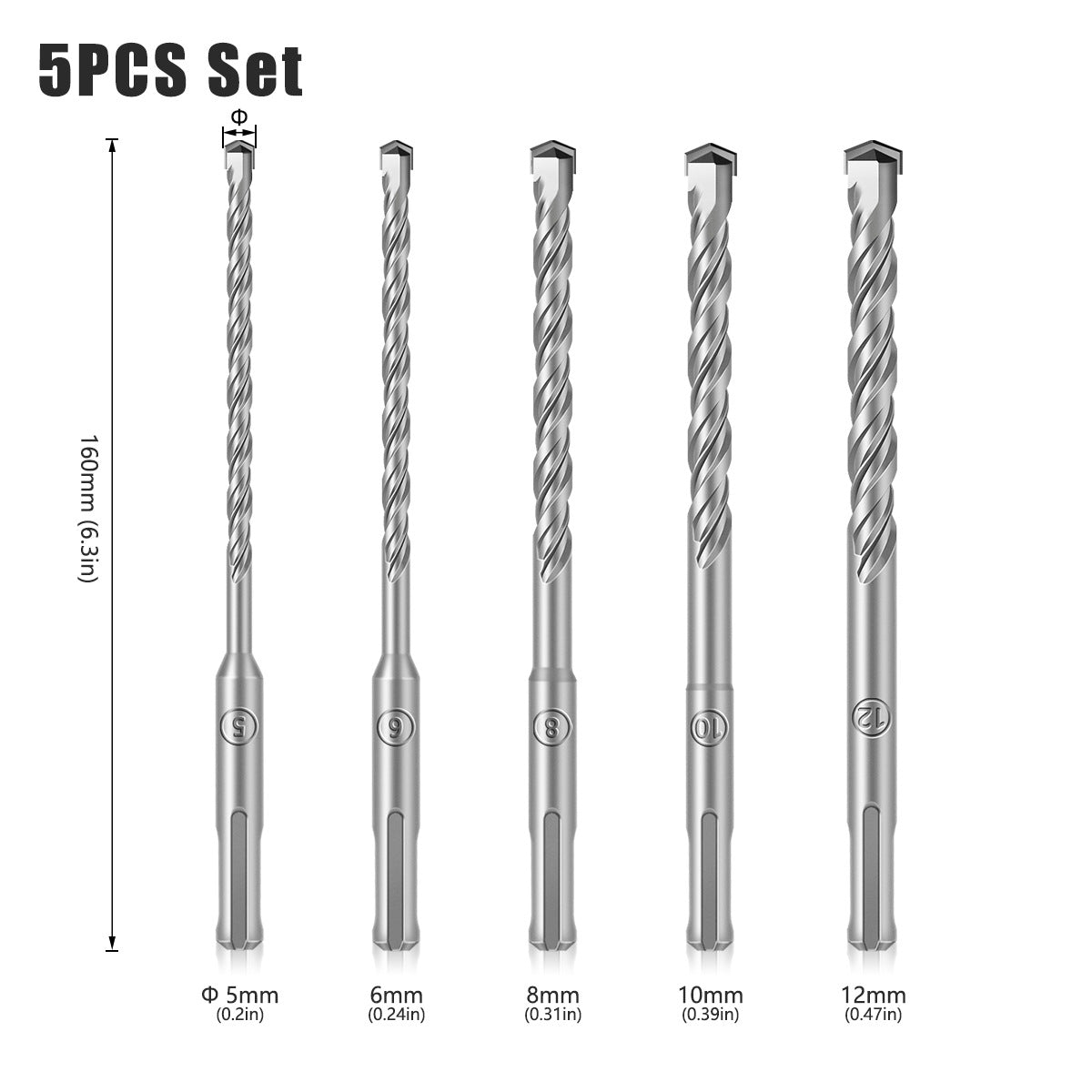 Drill bit chisel set, drill bit set round handle, pointed chisel flat chisel, masonry chisel concrete, electric power steel chisel