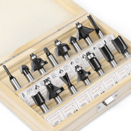 15-piece set of 8-handle woodworking milling cutters, black woodworking engraving machine/bakelite milling/trimming machine, cutter head set.