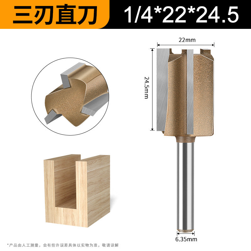 1/4 handle 1/2 handle professional grade three-blade straight knife woodworking special milling cutter head slotting knife woodworking knife trimming grooving knife