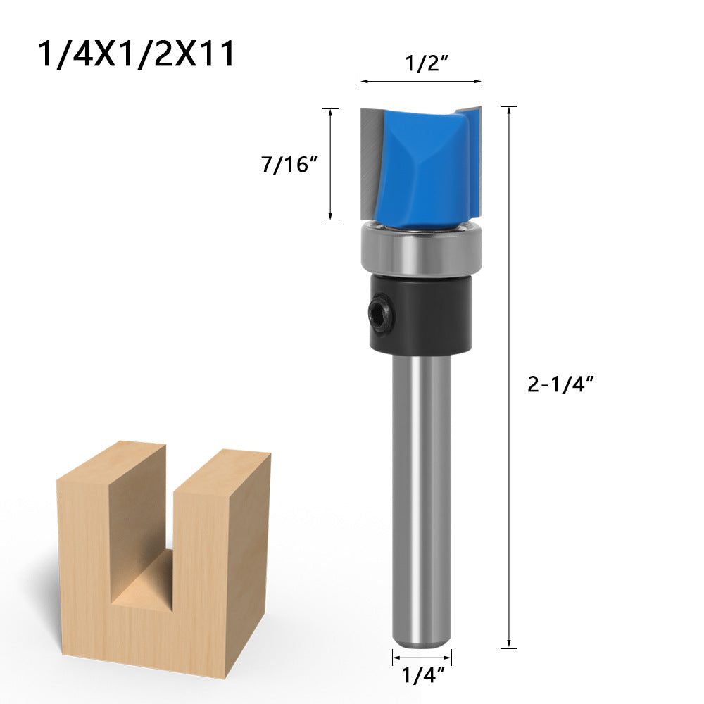 3-Piece set imitation trimming knife bearing straight knife slotting knife trimming knife engraving woodworking milling cutter trimming machine head
