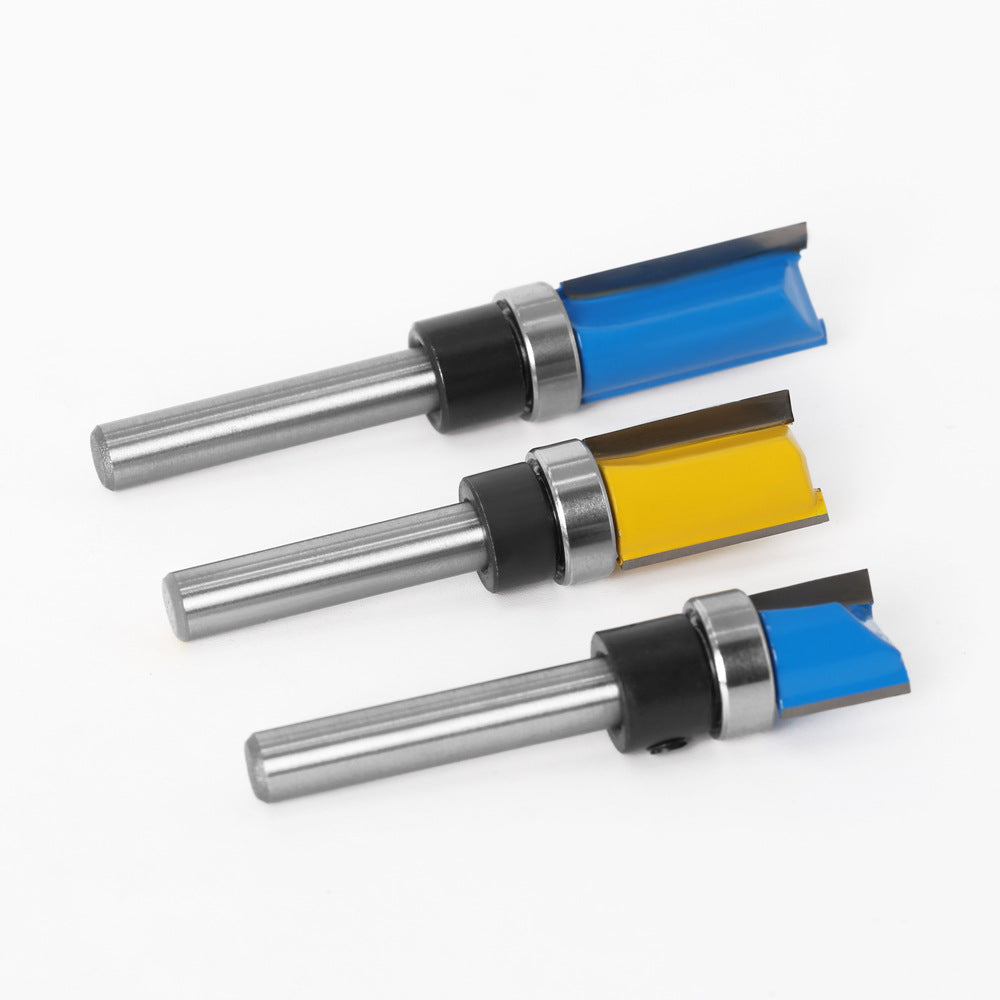 3-Piece set imitation trimming knife bearing straight knife slotting knife trimming knife engraving woodworking milling cutter trimming machine head