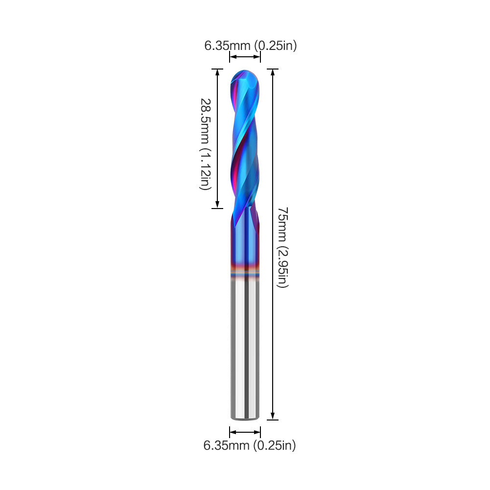 2-Blade Ball Head Straight Knife Upturn Blue Nano Woodworking Slotted Straight Knife Integral Alloy Woodworking Milling Cutter