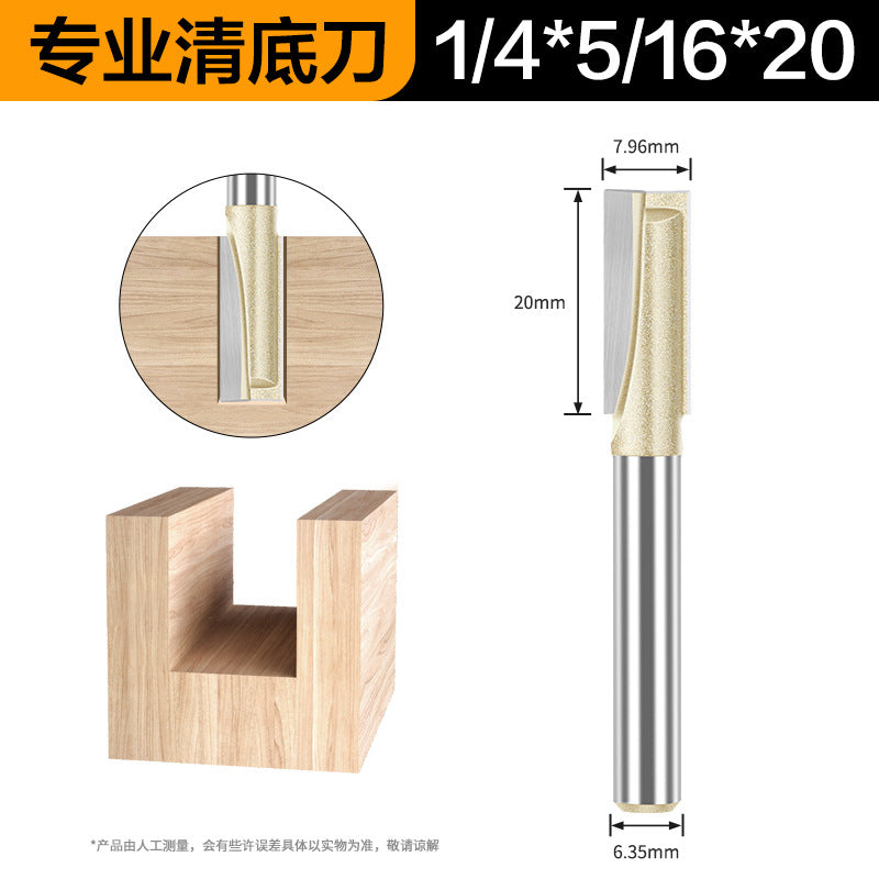 Professional grade bottom cleaning knife 1/4 handle 1/2 handle slotting knife flat bottom knife trimming machine engraving machine milling cutter complete specifications