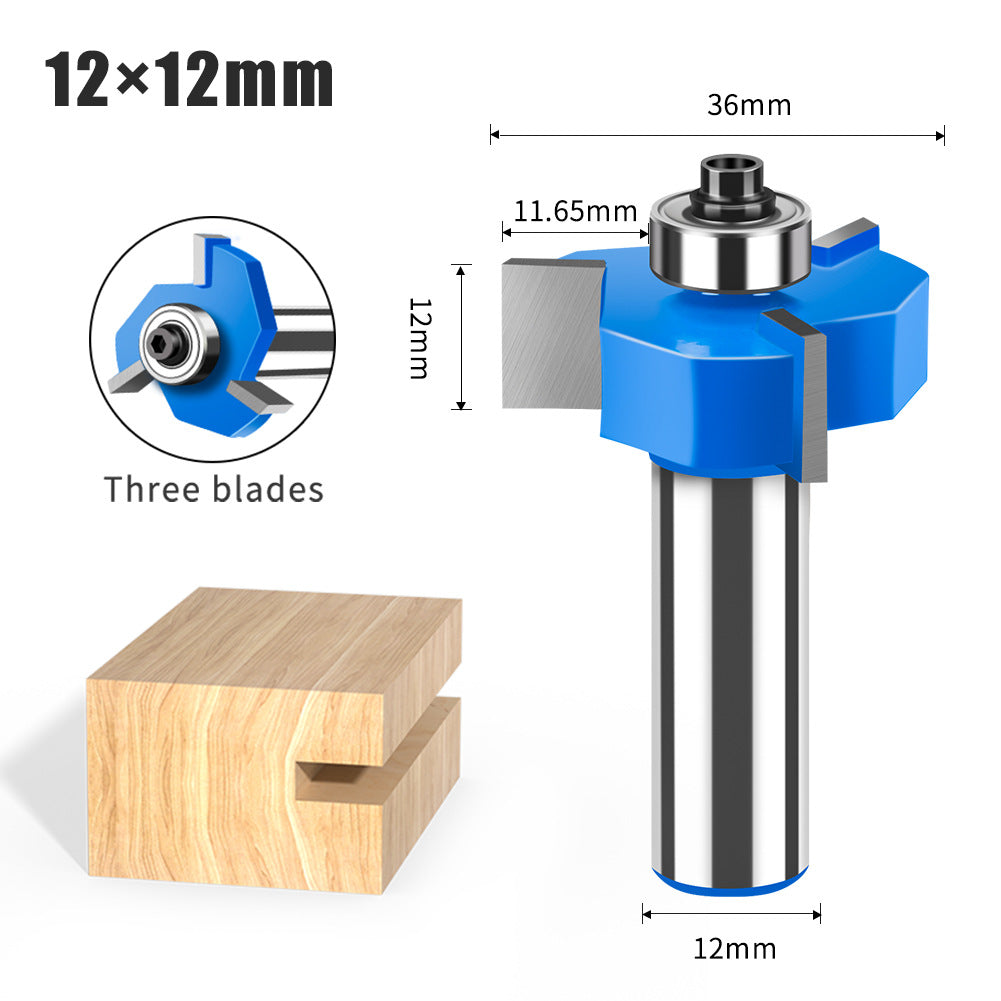 Three-blade ball T-knife Metric 5mm-12mm slotting knife Woodworking slotting milling cutter T-slot knife Engraving machine