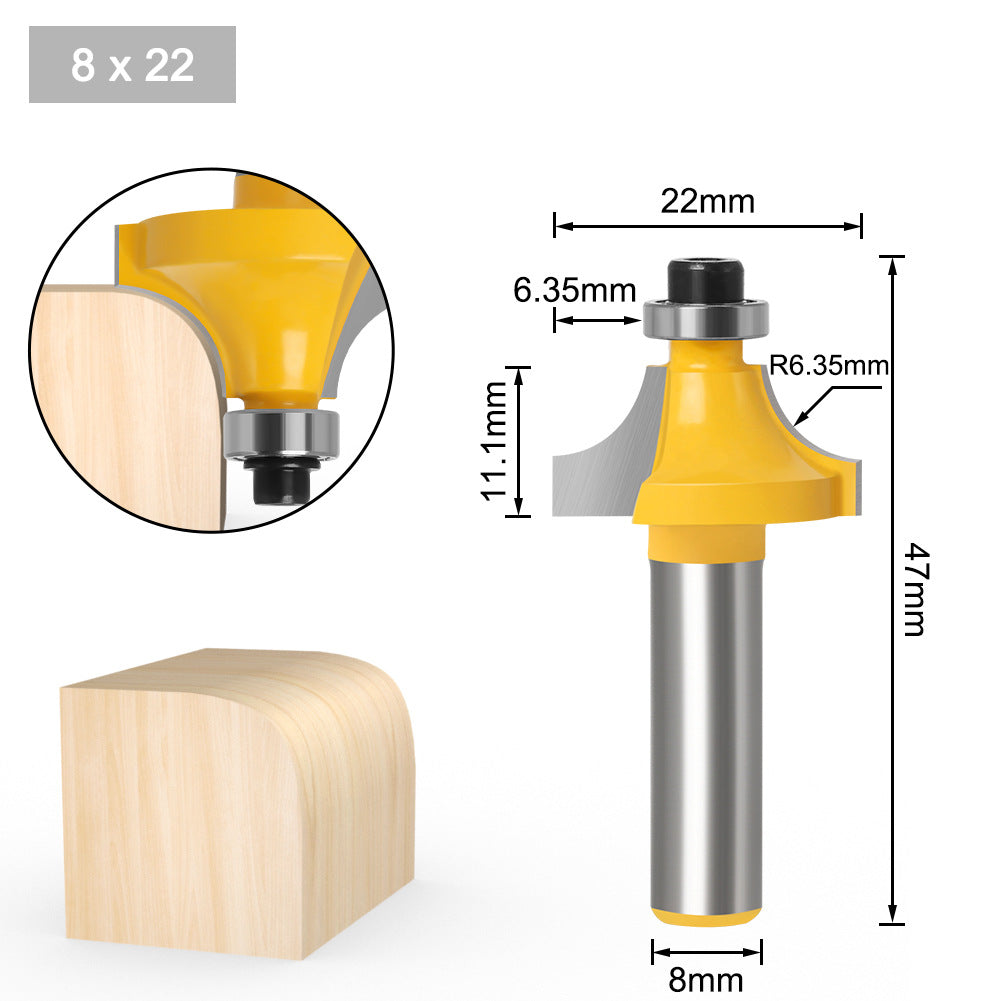 2-piece set of 8-handle woodworking rounded corner cutter inverted R-angle milling cutter trimming corner milling cutter R-angle cutter woodworking rounded corner cutter head
