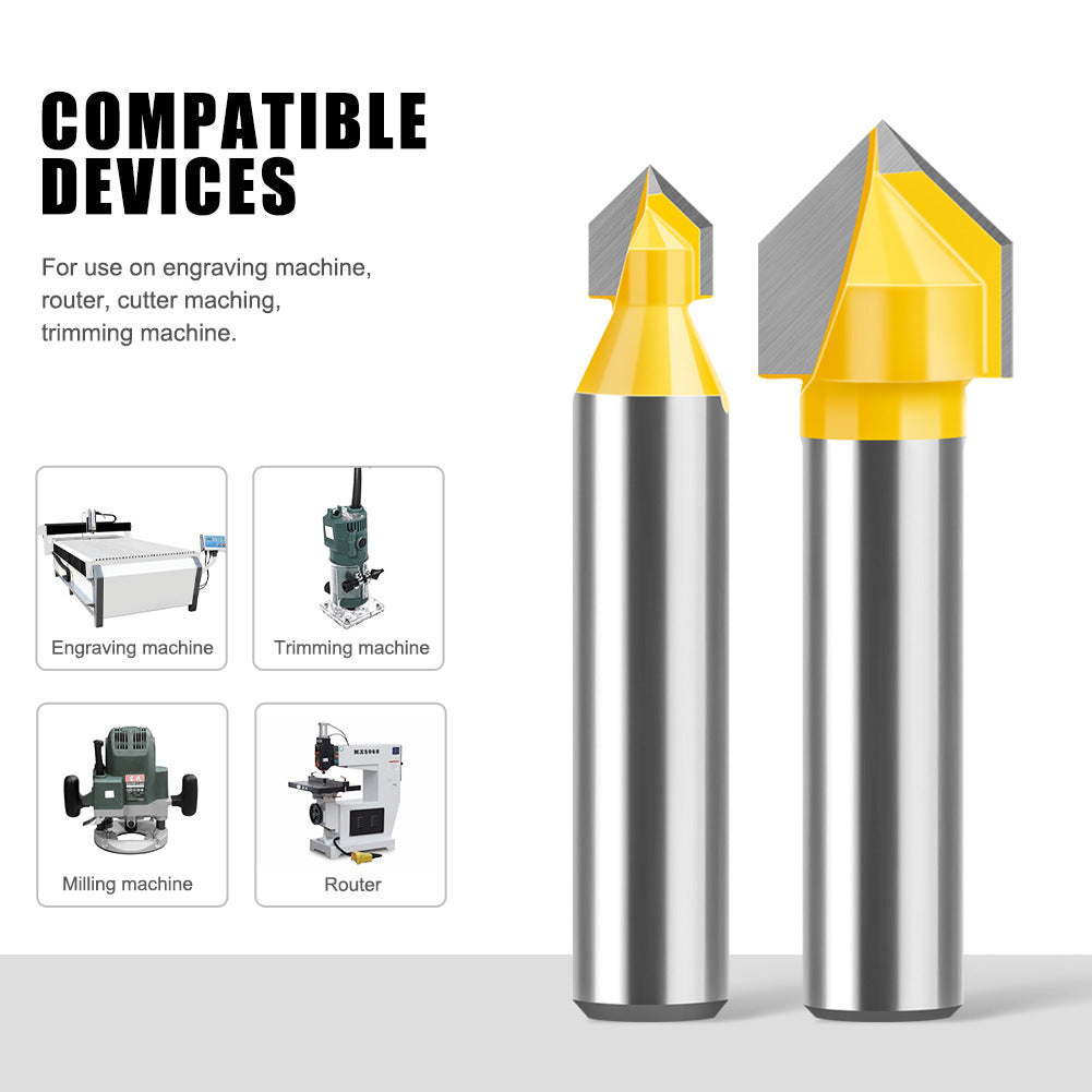 90 degree V-shaped knife 8 handle woodworking milling cutter v-slot trimming machine cutter head Aluminum plastic plate slotting integrated wall folding cutter head