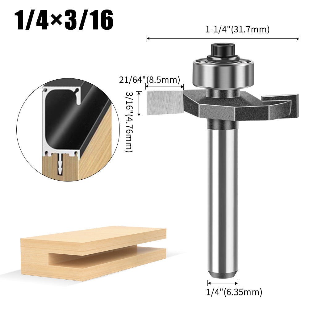 1/4 handle 1/2 handle ball T-cutter woodworking milling cutter slotting cutter slotting cutter 2-in-1 slotting begonia angle milling cutter