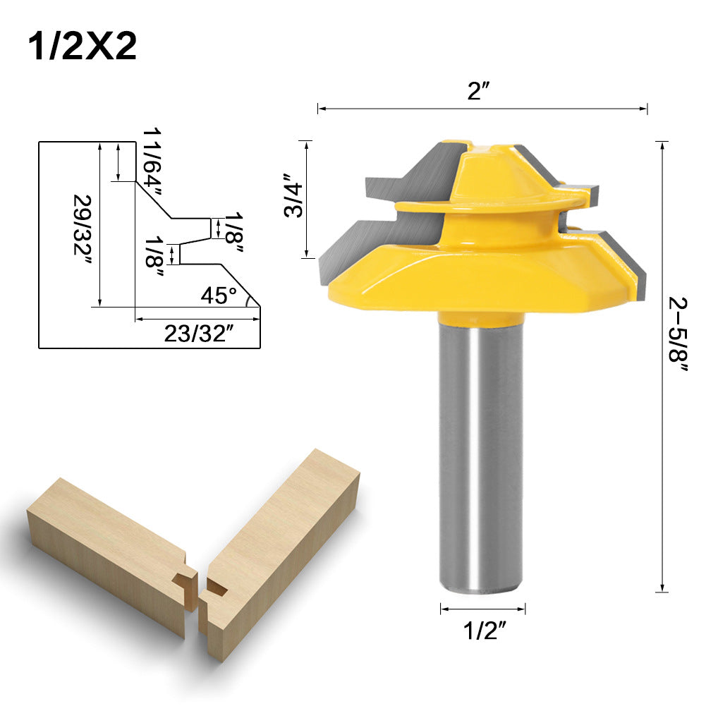 45 degree tenon cutter 1/2 * 1-3/8 woodworking milling cutter slotting cutter trimming machine cutter head engraving machine gong cutter
