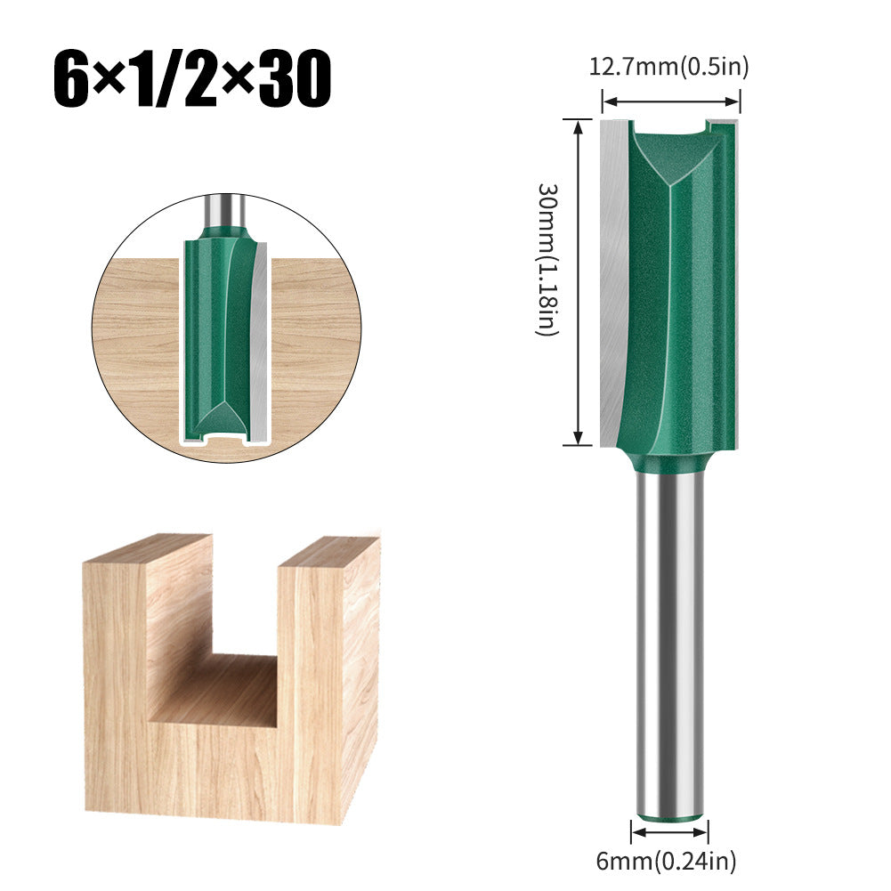 Professional grade straight knife slotting straight knife 6 handle 1/4 handle woodworking milling cutter tungsten steel alloy cutter head double edge straight knife