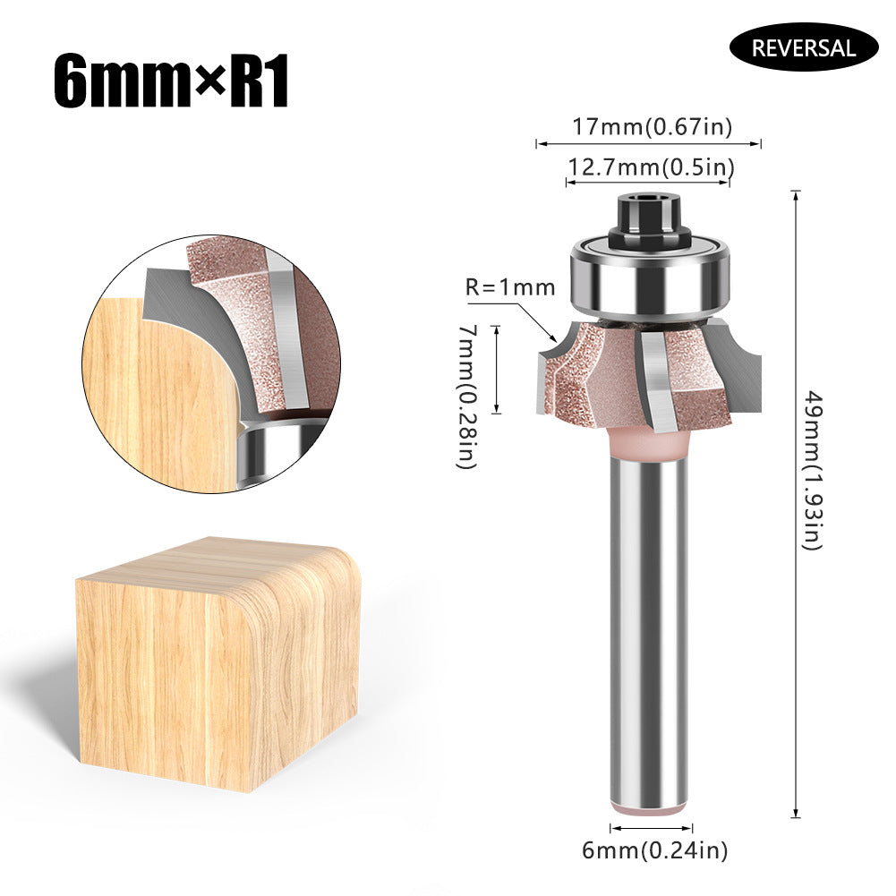 6Mm shank four-blade positive and reverse edge banding knife rounded corner knife arc trimming knife woodworking chamfering knife