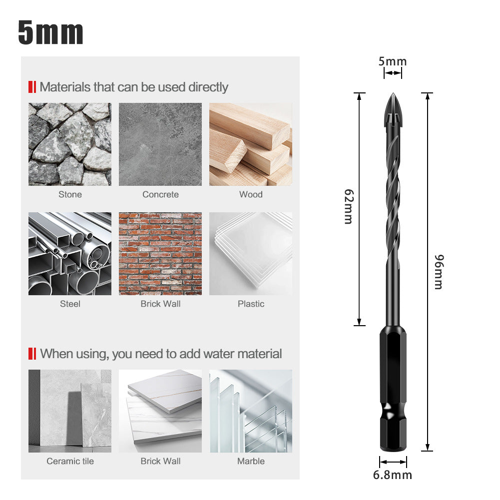 Special drill for tile drilling, tile puncher, glass cement concrete alloy, high hardness triangular overlord drill