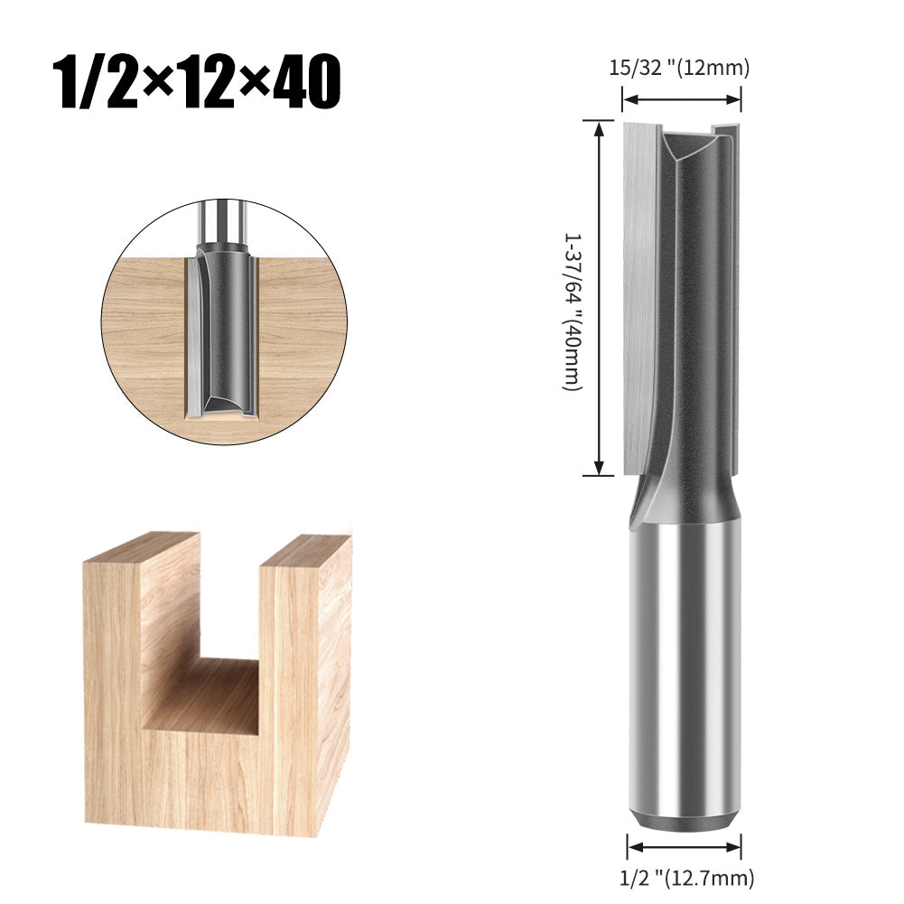 Woodworking milling cutter 1/2 handle extended straight blade length 40mm slotted straight cutter notch cutter slotted milling cutter woodworking tools
