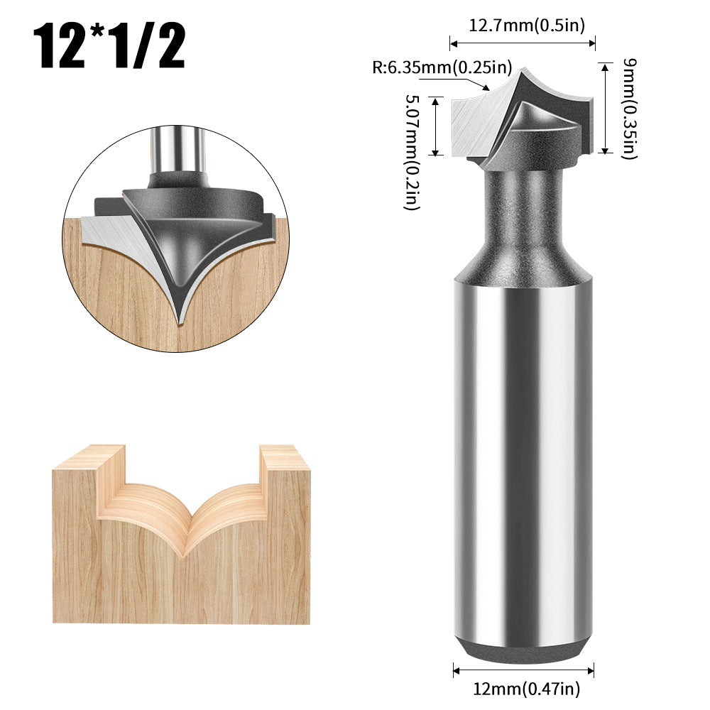6 handle 12 handle woodworking pointed nozzle carving knife trimming machine line knife, inverted arc knife, rounded corner cutter milling cutter