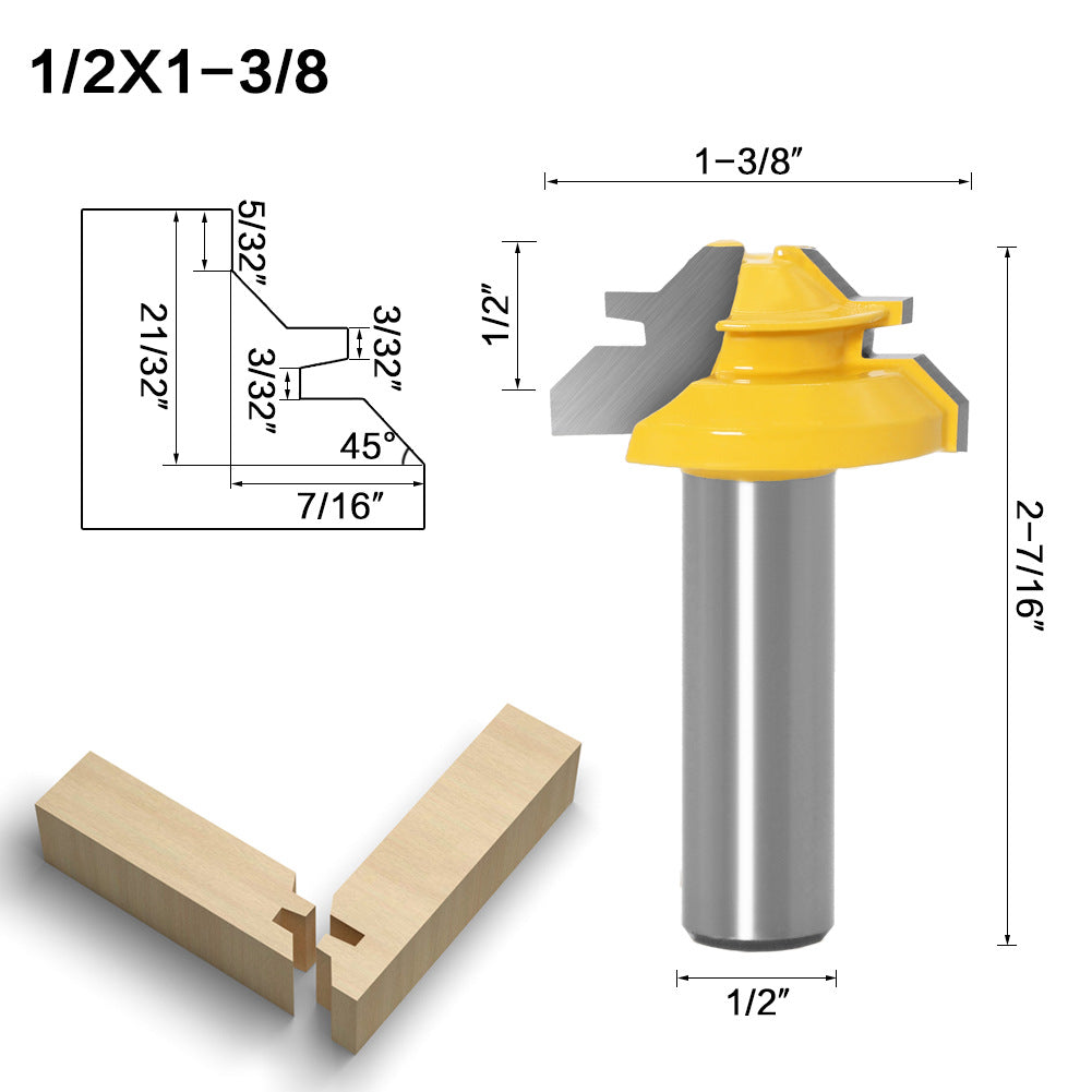 45 degree tenon cutter 1/2 * 1-3/8 woodworking milling cutter slotting cutter trimming machine cutter head engraving machine gong cutter