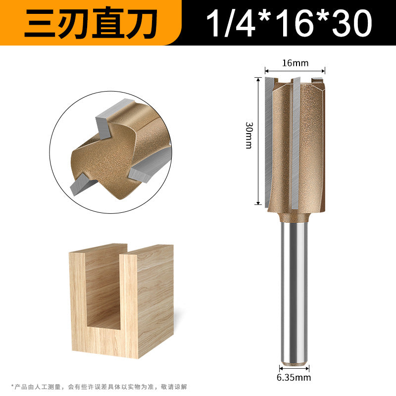 1/4 handle 1/2 handle professional grade three-blade straight knife woodworking special milling cutter head slotting knife woodworking knife trimming grooving knife