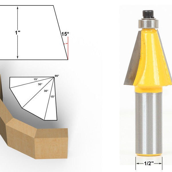 1/2 shank 1/4 shank, high-grade bevel knife bevel knife bevel knife woodworking milling cutter 15 degree bevel knife