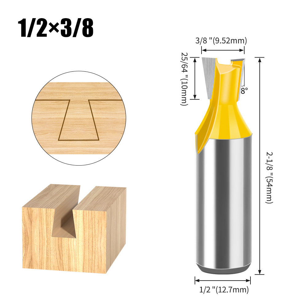 5-piece set of 1/2 handle 12 handle, dovetail knife, zikou Xun knife, woodworking milling cutter, carving knife, dovetail knife slotting knife