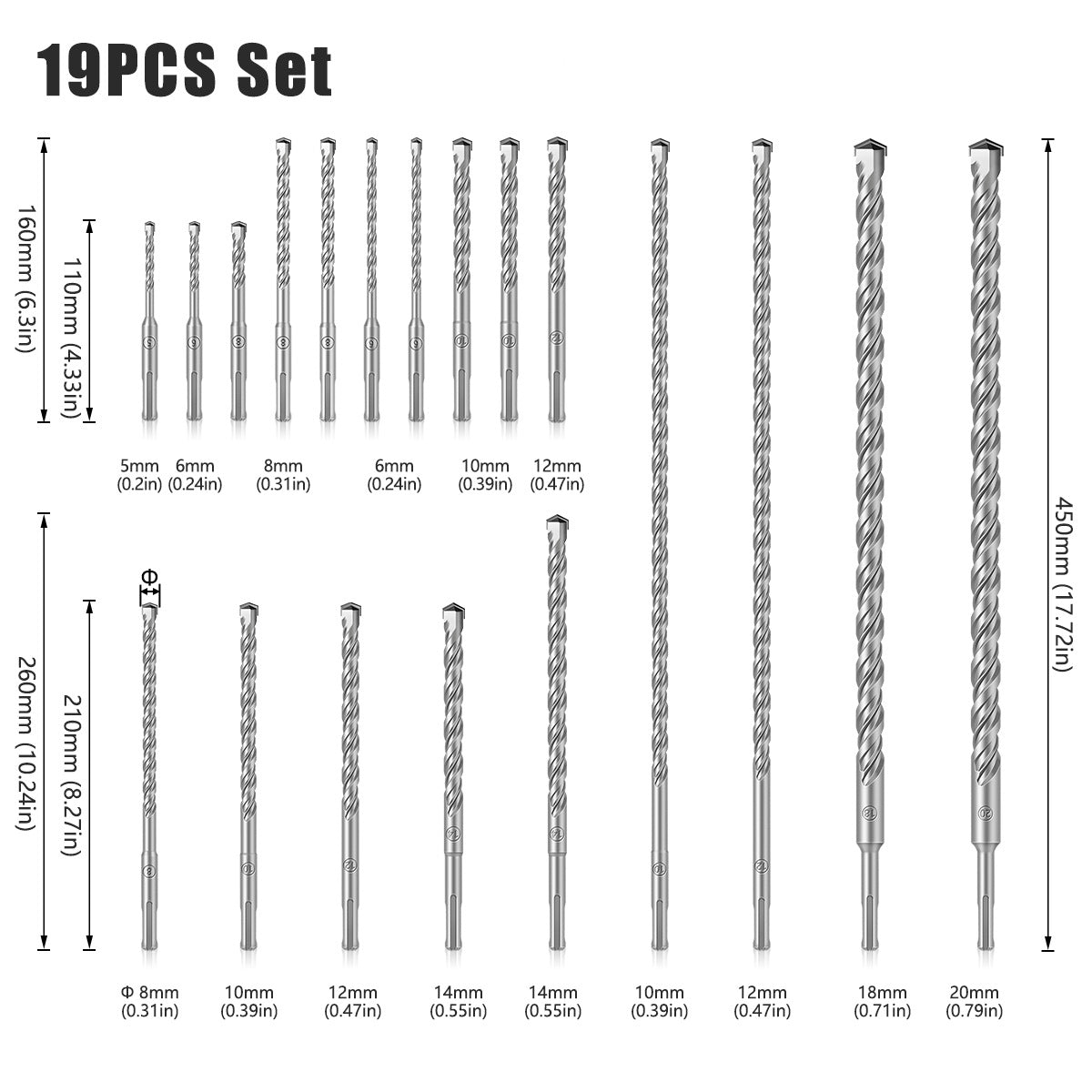 Combination impact drill, drill bit set Alloy electric hammer drill Concrete through wall opening, wall opening drill