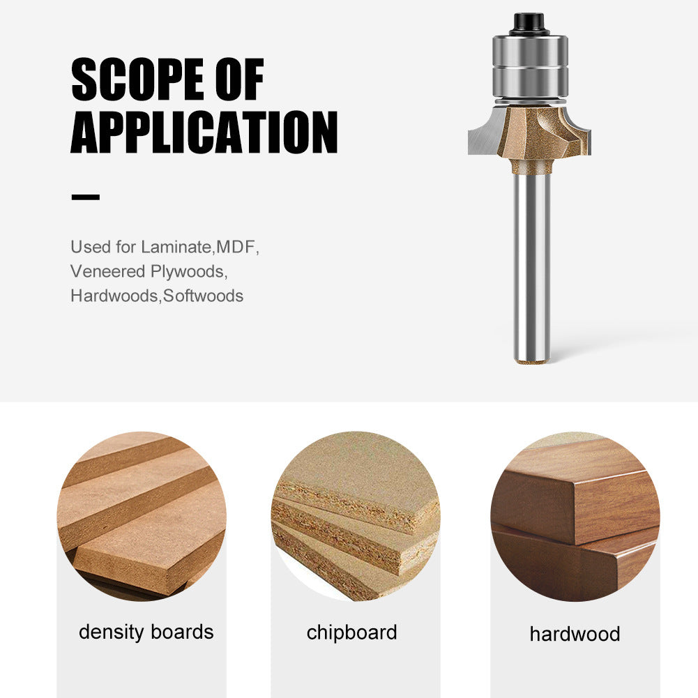 Professional grade double bearing fillet cutter tungsten steel alloy woodworking milling cutter R chamfering trimmer slotting engraving cutter