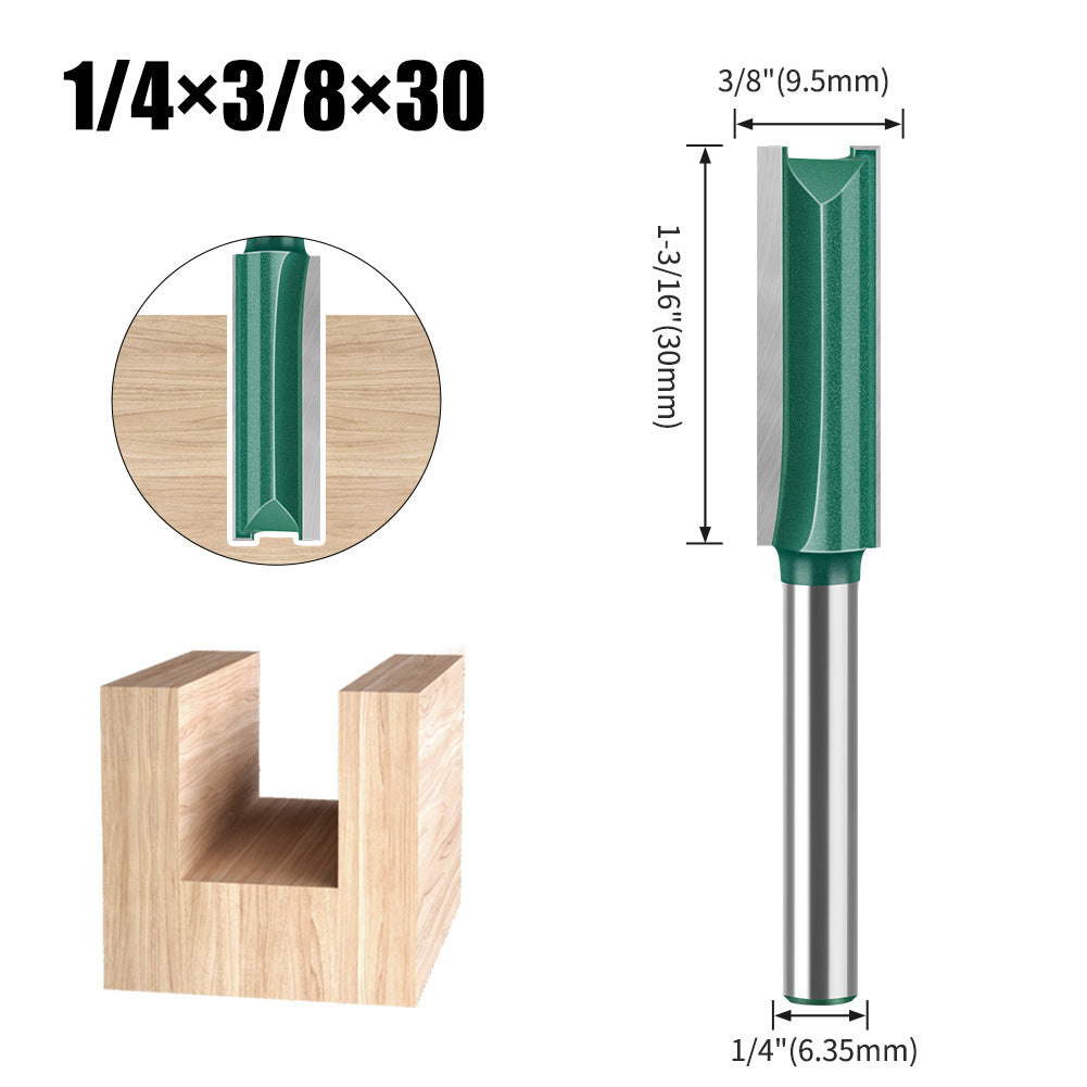 Professional grade straight knife slotting straight knife 6 handle 1/4 handle woodworking milling cutter tungsten steel alloy cutter head double edge straight knife