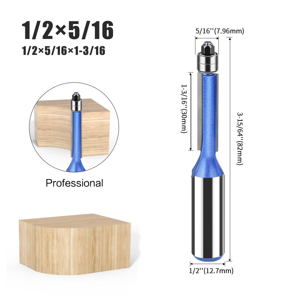 Professional grade head double bearing trimming knife 1/2 handle 12 handle trimming machine knife head woodworking side milling cutter trimming knife
