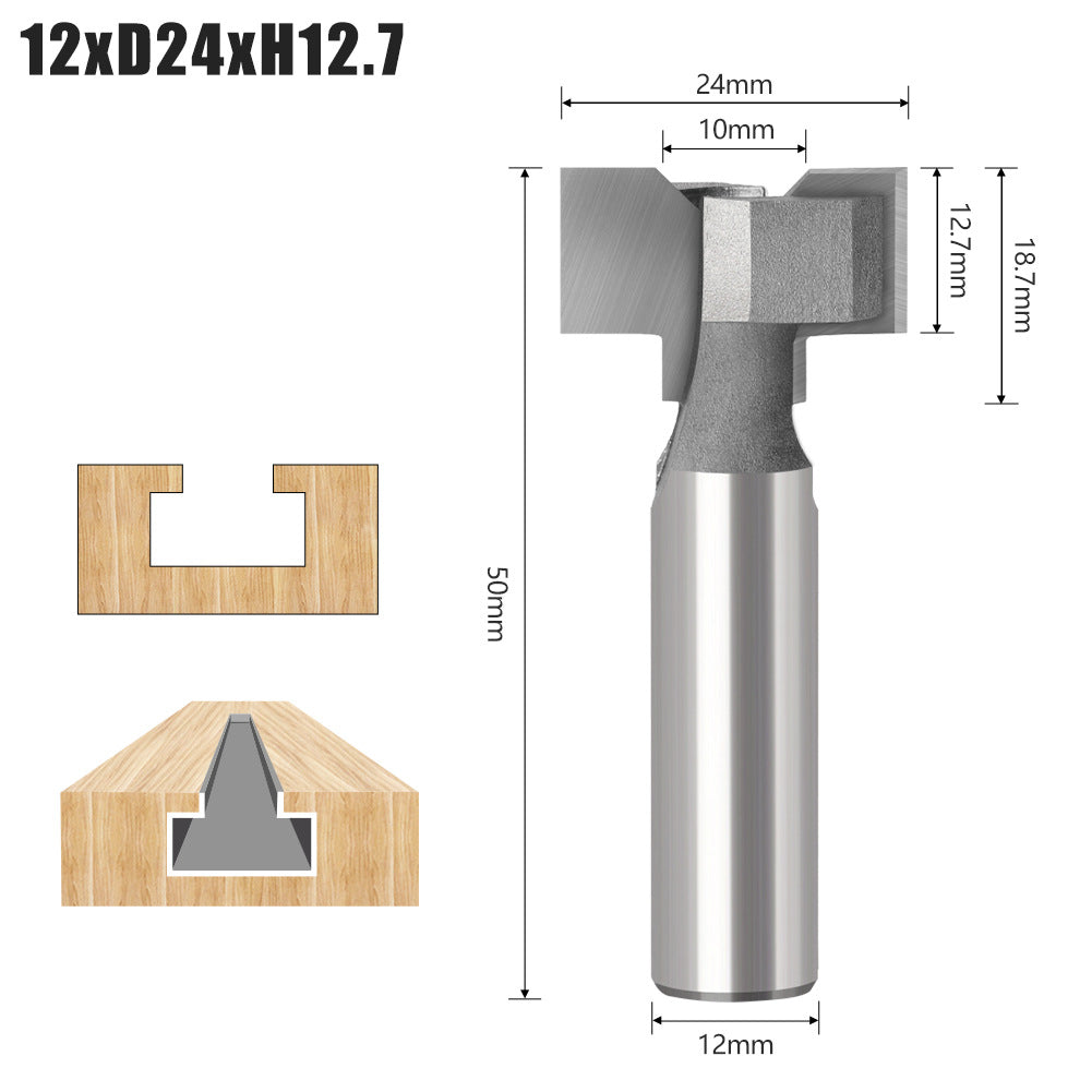Straight edge T-type horn cutter 12 handles PET boat type hidden clasp embedded hidden handle slotted woodworking milling cutter