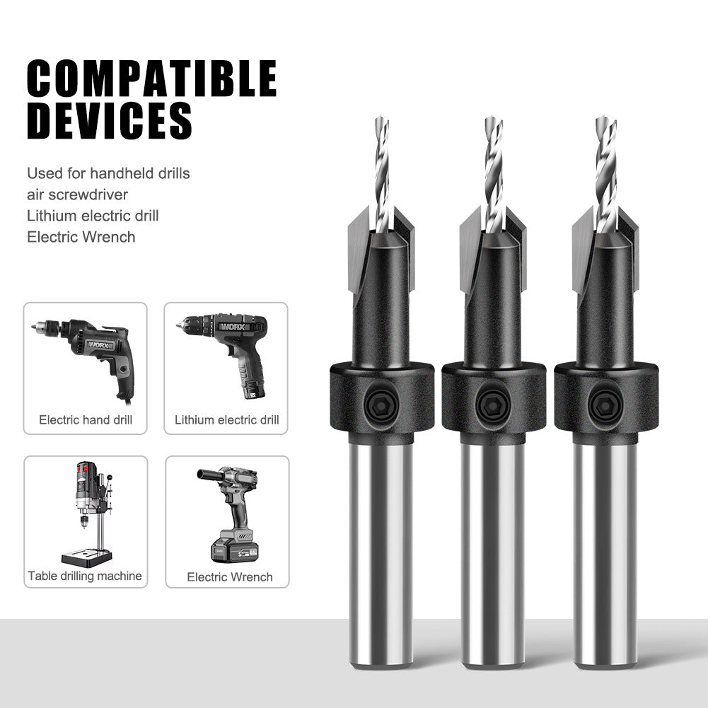 Woodworking countersink drill cone hole opener hole drill alloy head screw ladder drill wood self-tapping screw installation ladder